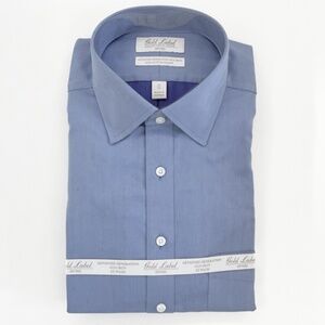 Rountree & Yorke Gold Label 16-33 Blue Fitted Non-Iron Dobby Dress Shirt
